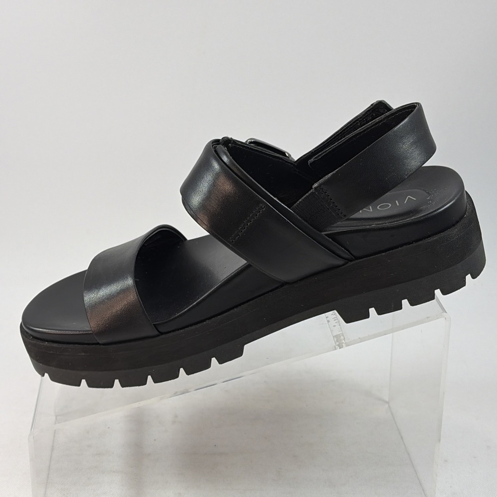 Vionic Torrance Platform Sandals Women's Size 7.5 Black Leather Strappy Orthotic - Picture 3 of 16